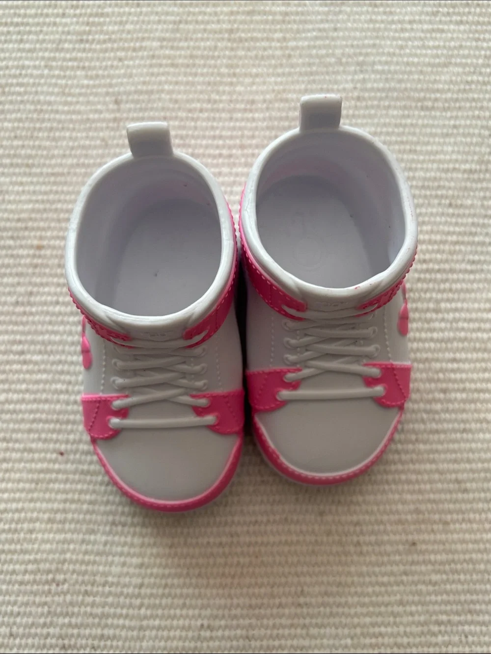 Disney ily 4Ever pink & white high top 18-inch doll shoes.